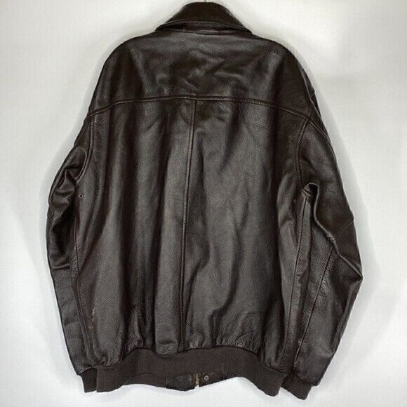Vintage L.L. Bean Brown Goatskin Leather Bomber Flight Jacket Men's XL Tall - Picture 6 of 12